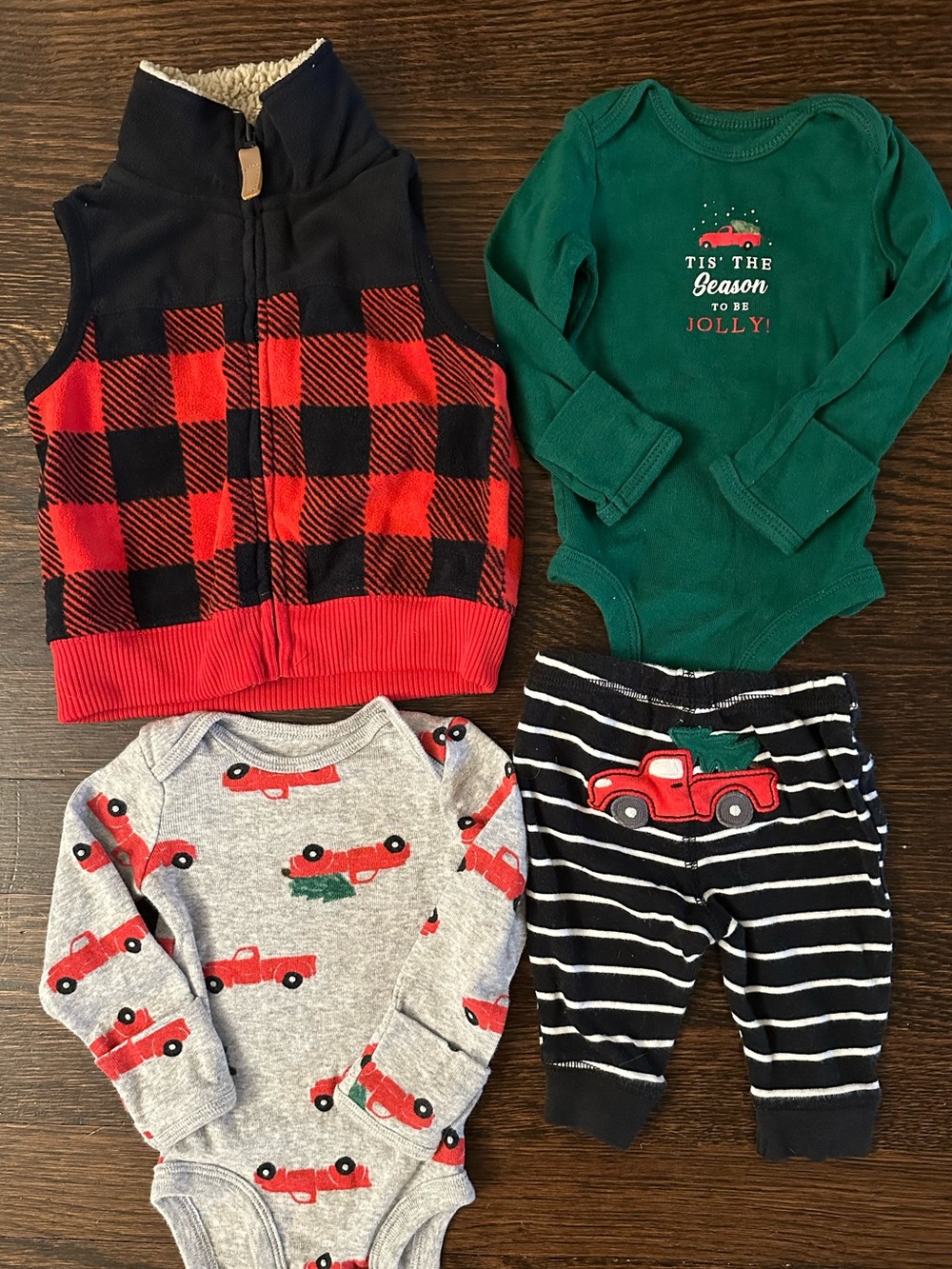 Carter’s Holiday Truck Baby Set - Red, Black & Green - First Christmas